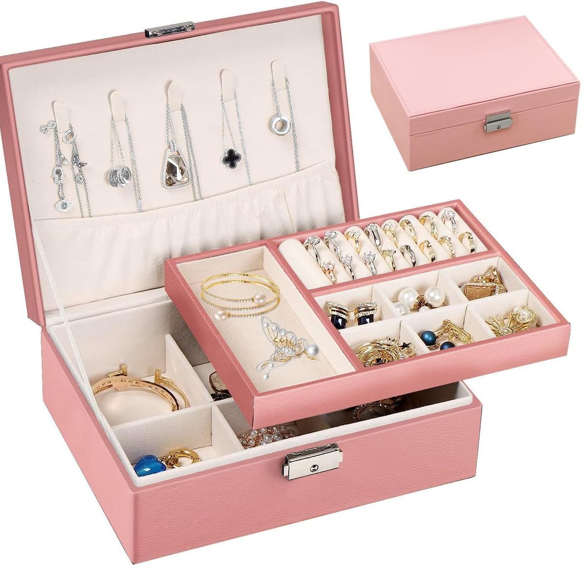 OEM - Organizador de joyas para mujeres y niñas, organizador de 2 Niveles