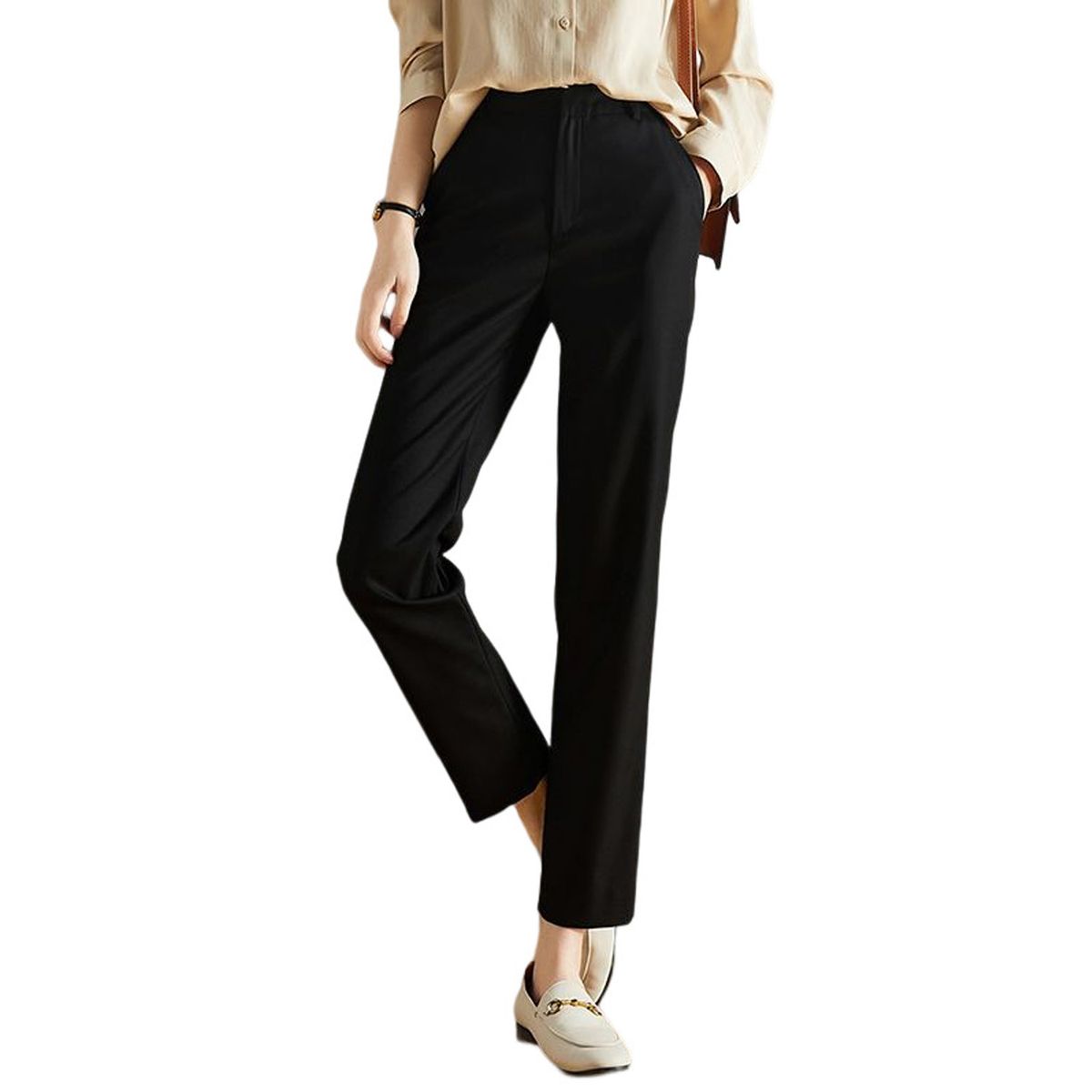 DENISASAA - Pantalones rectos pantalones de traje pantalones casuales de otoño