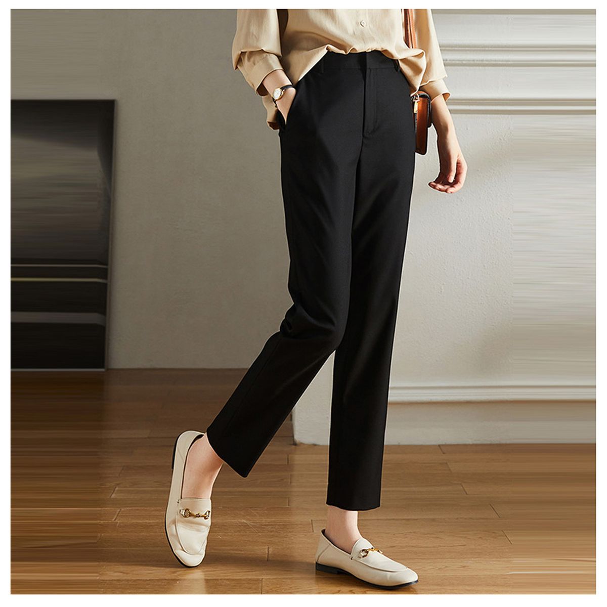 DENISASAA - Pantalones rectos pantalones de traje pantalones casuales de otoño