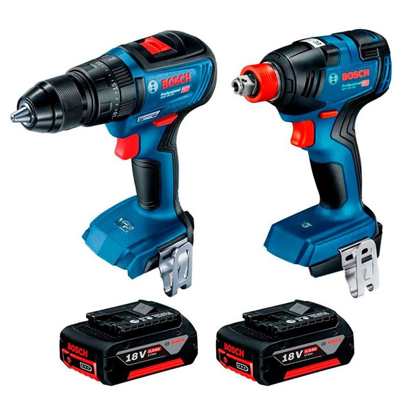 BOSCH - Taladro Percutor GSB 18V-50 + Llave de Impaco GDX 18V-200 + 2 Bat