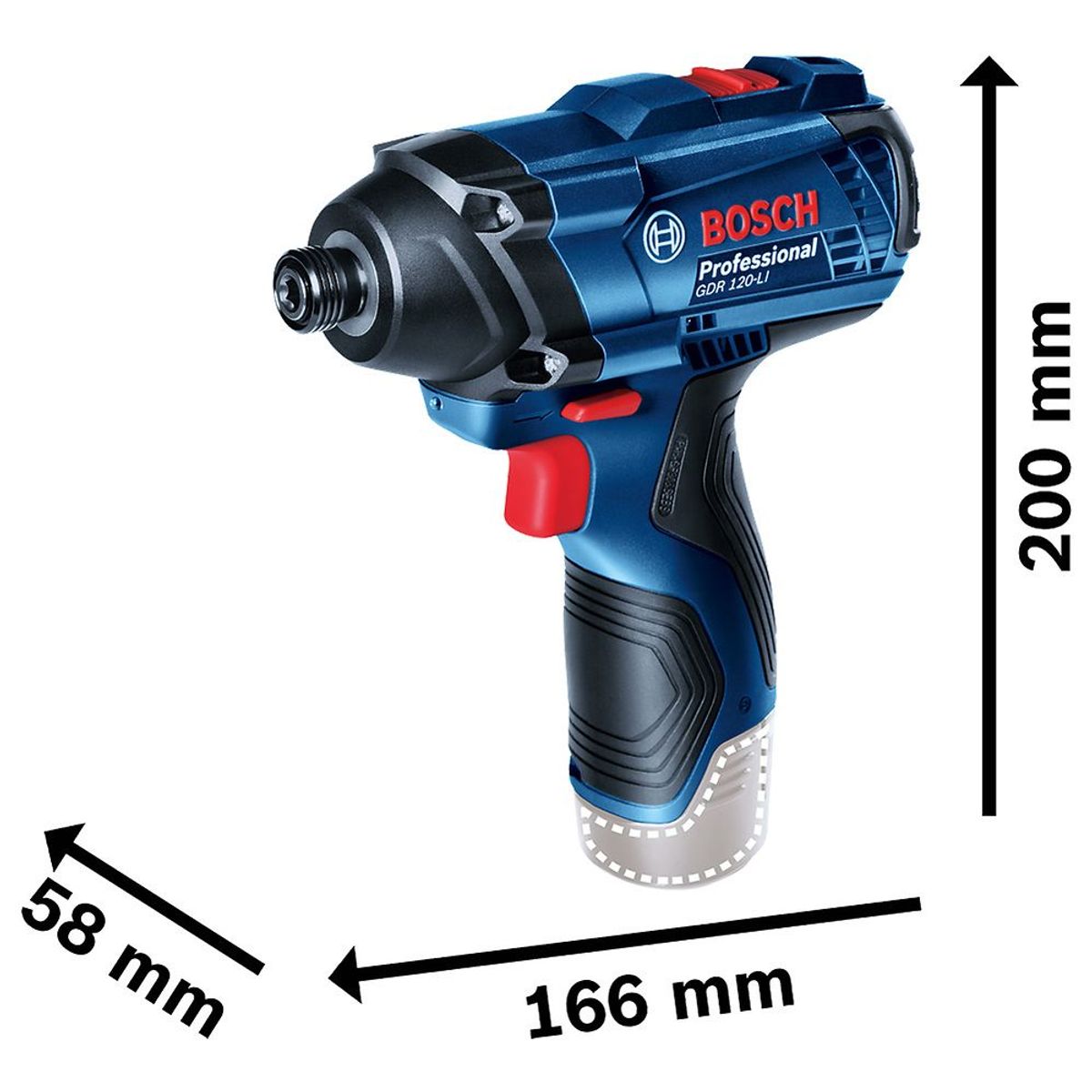 BOSCH - Atornillador de impacto 1/4" 12V 100Nm Baretool Bosch GDR 120-LI