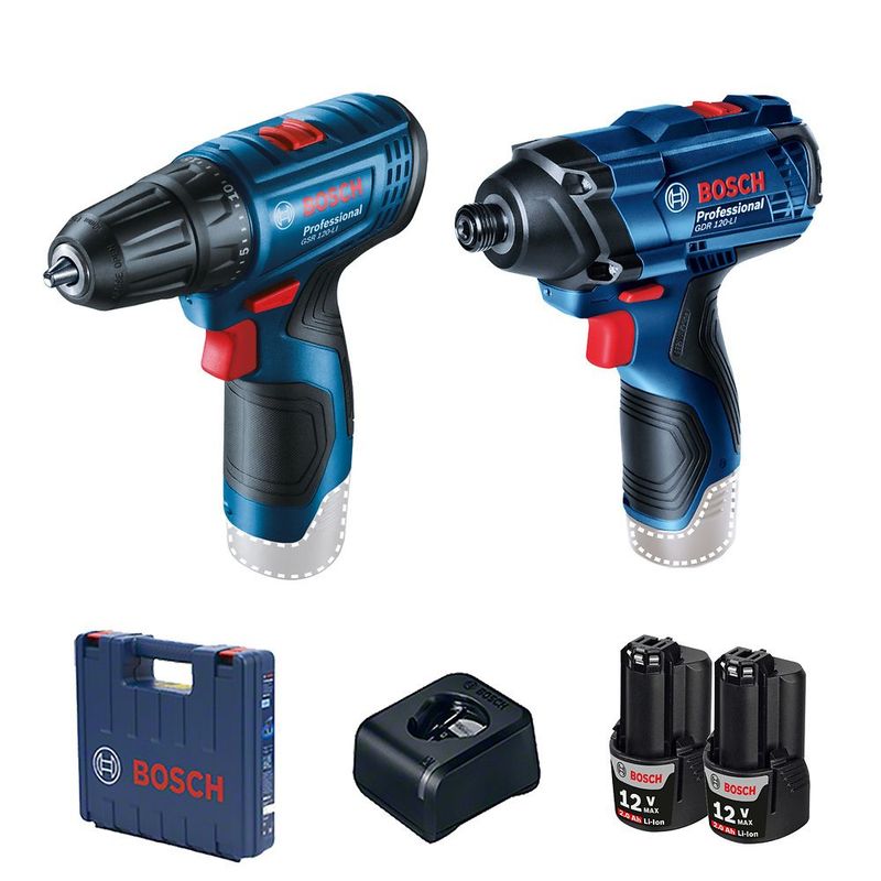 BOSCH - Atornillador 1/4" GDR 120-LI + Taladro/Atornillador 3/8" GSR 120-LI