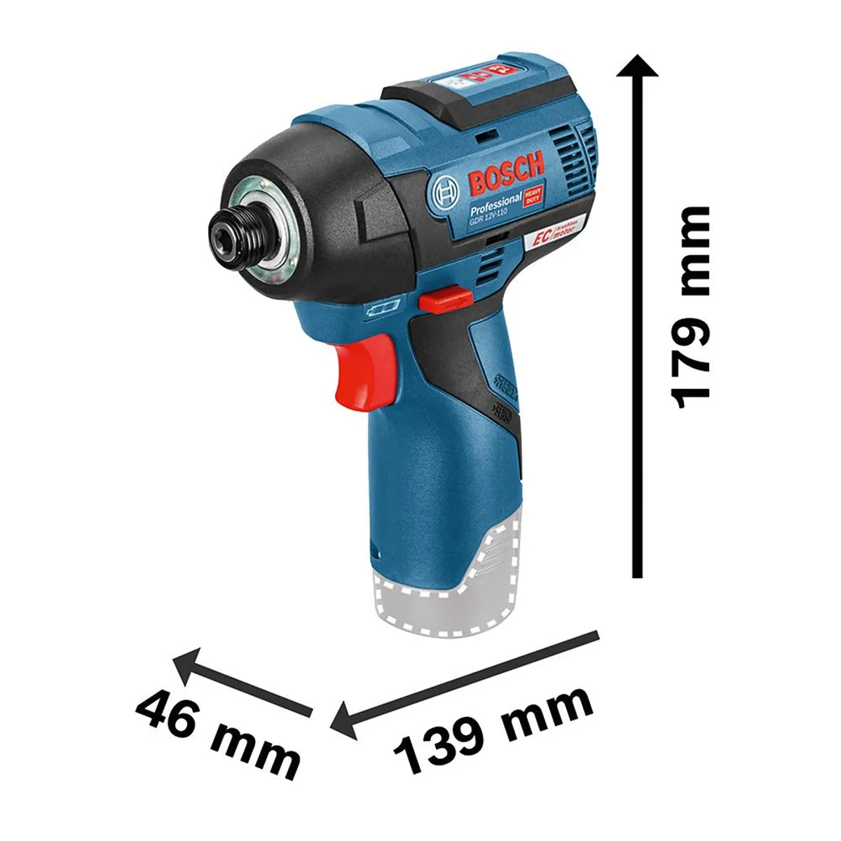 BOSCH - Atornillador 1/4" 12V 110Nm Baretool GDR 12V-110 Bosch