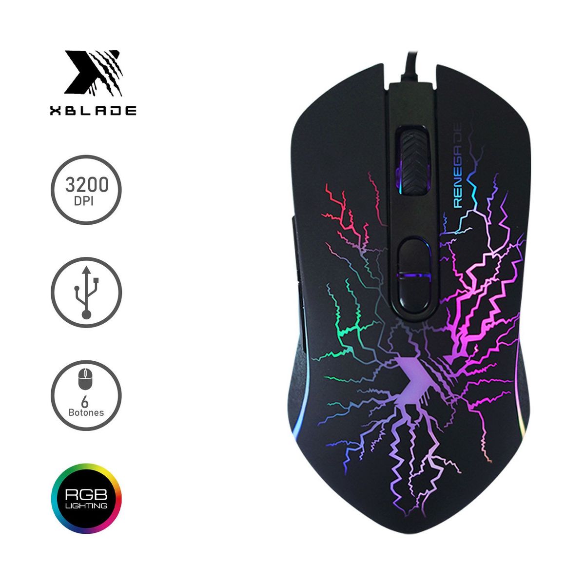 XBLADE - Mouse Xblade Gaming Rgb Iluminado Renegade Gxb-Mg574 6 Botones