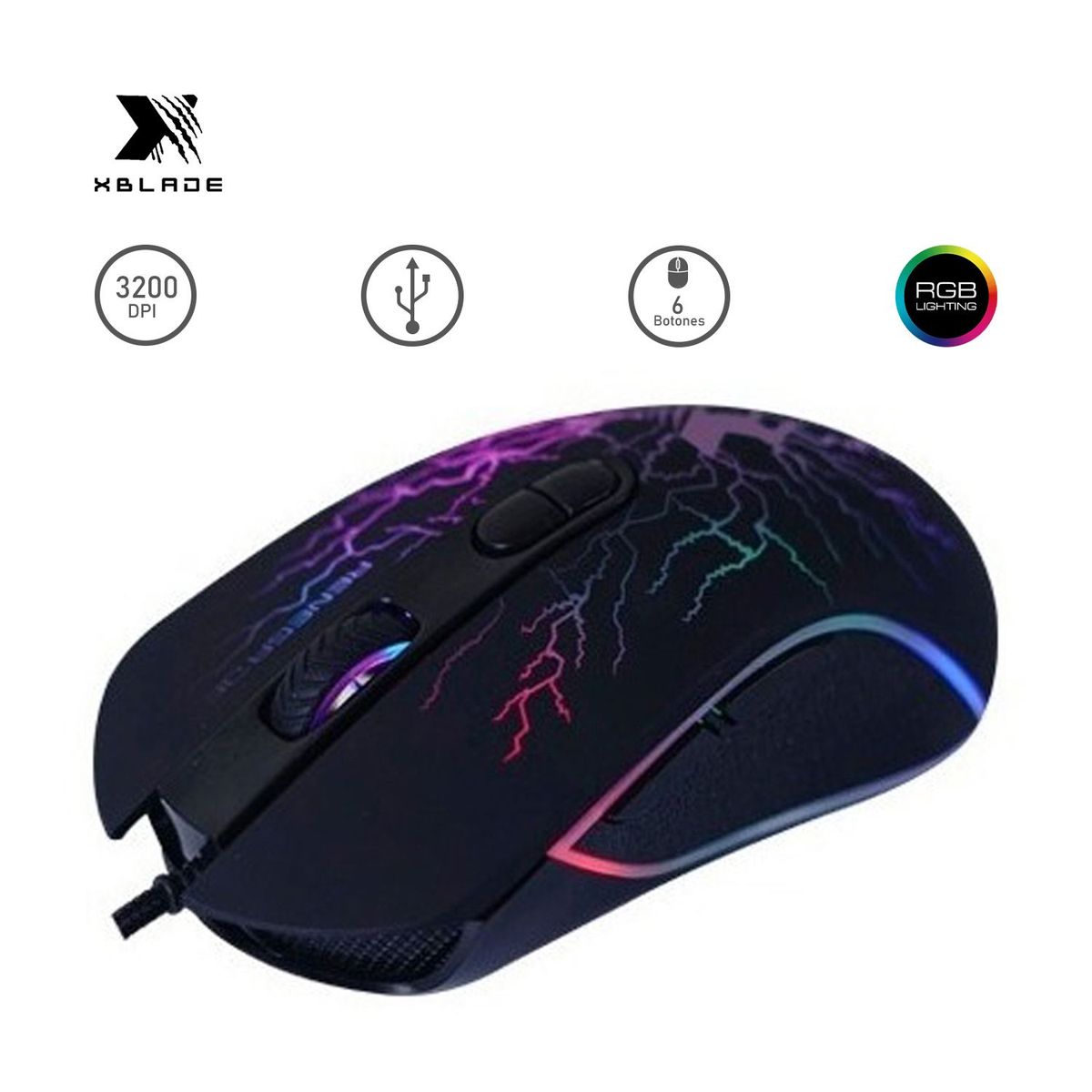 XBLADE - Mouse Xblade Gaming Rgb Iluminado Renegade Gxb-Mg574 6 Botones