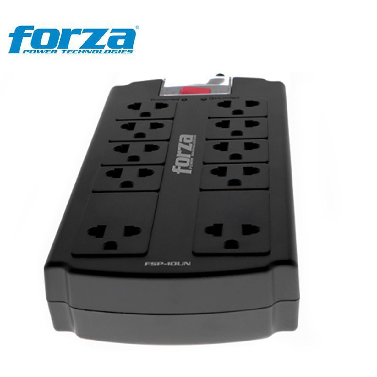 GENERICO - Supresor De Picos De 10 Tomas Forza  Negro 220v Fsp-10un