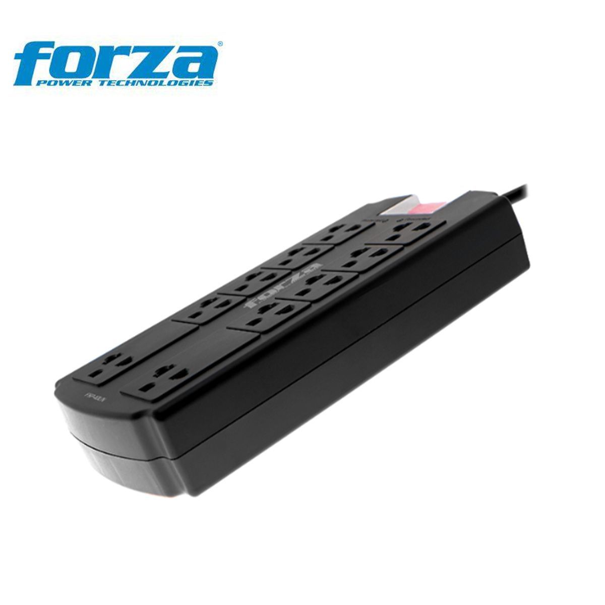 GENERICO - Supresor De Picos De 10 Tomas Forza  Negro 220v Fsp-10un