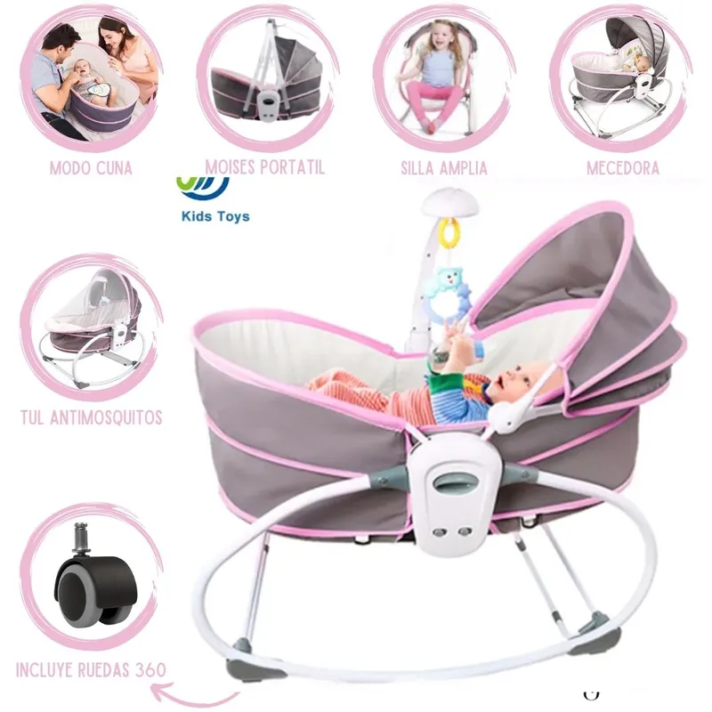 GENERICO - Silla Mecedora Moisés 6 En 1 share icon Rosado