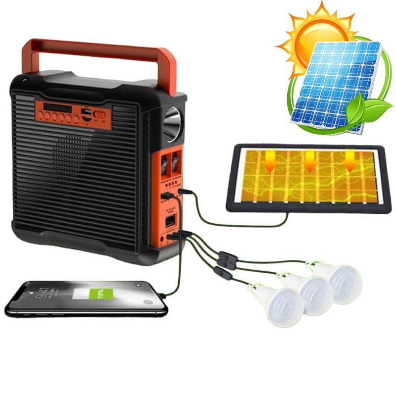 OEM - Kit Solar Multifuncional Solar Focos Linterna Radio Parlante Bluetooth