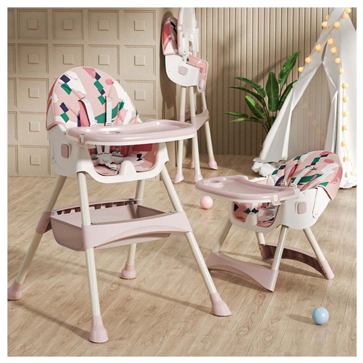 BABYKISS - SILLA DE COMER BABYKISS PLEGABLE COLOR ROSADO