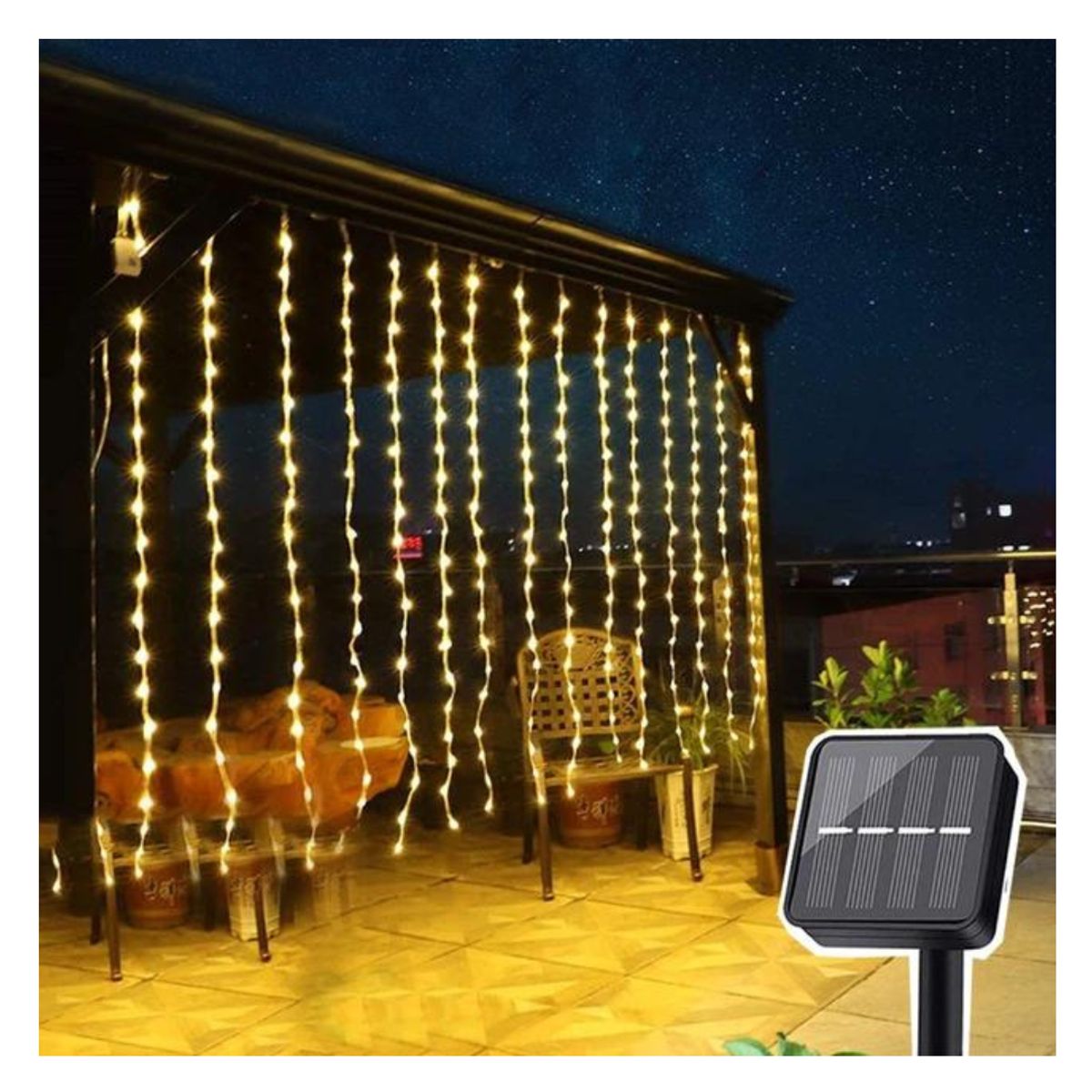 GENERICO - Luces Cortina Led Panel Solar Hada Exterior Navidad Navideño