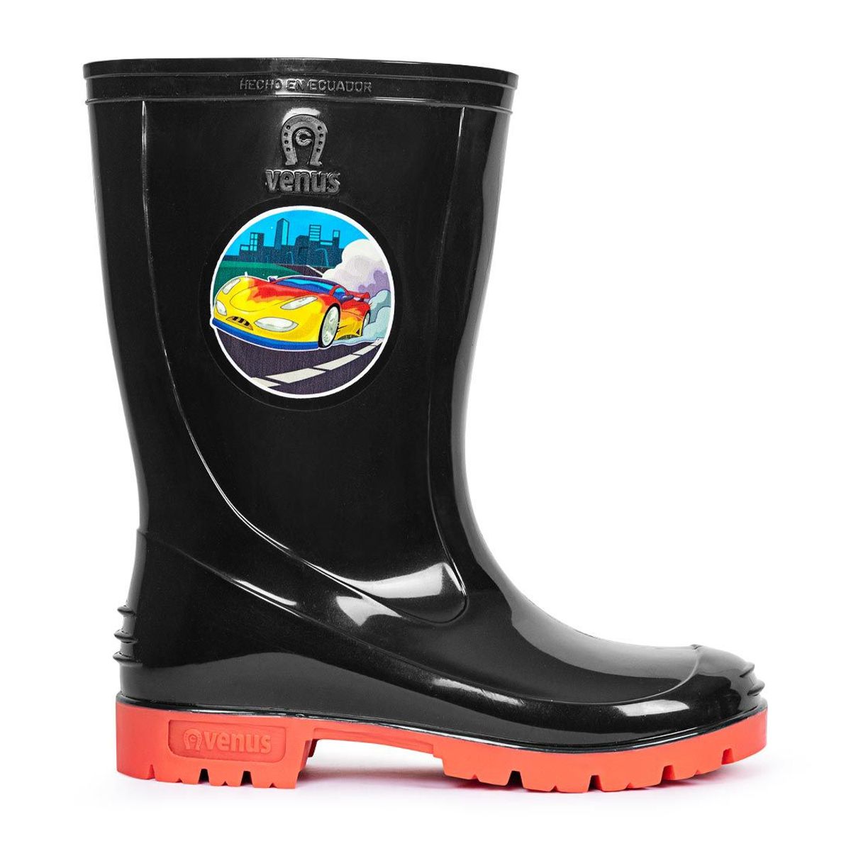 VENUS - Venus Bota Infantil Auto Negro Anaranjado