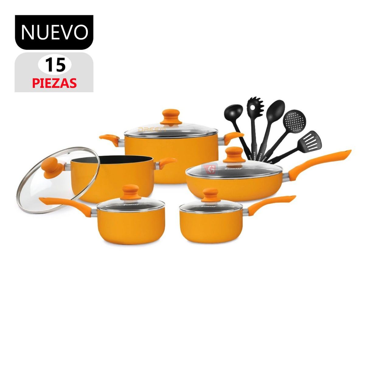 FINEZZA - Set de Ollas Antiadherentes Finezza FZ-1655T Naranja