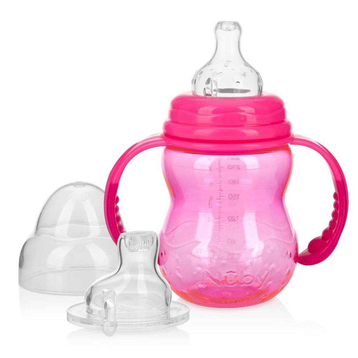NUBY - Biberón De Tritan 3 Etapas  8onz/240ml Rosado Nuby