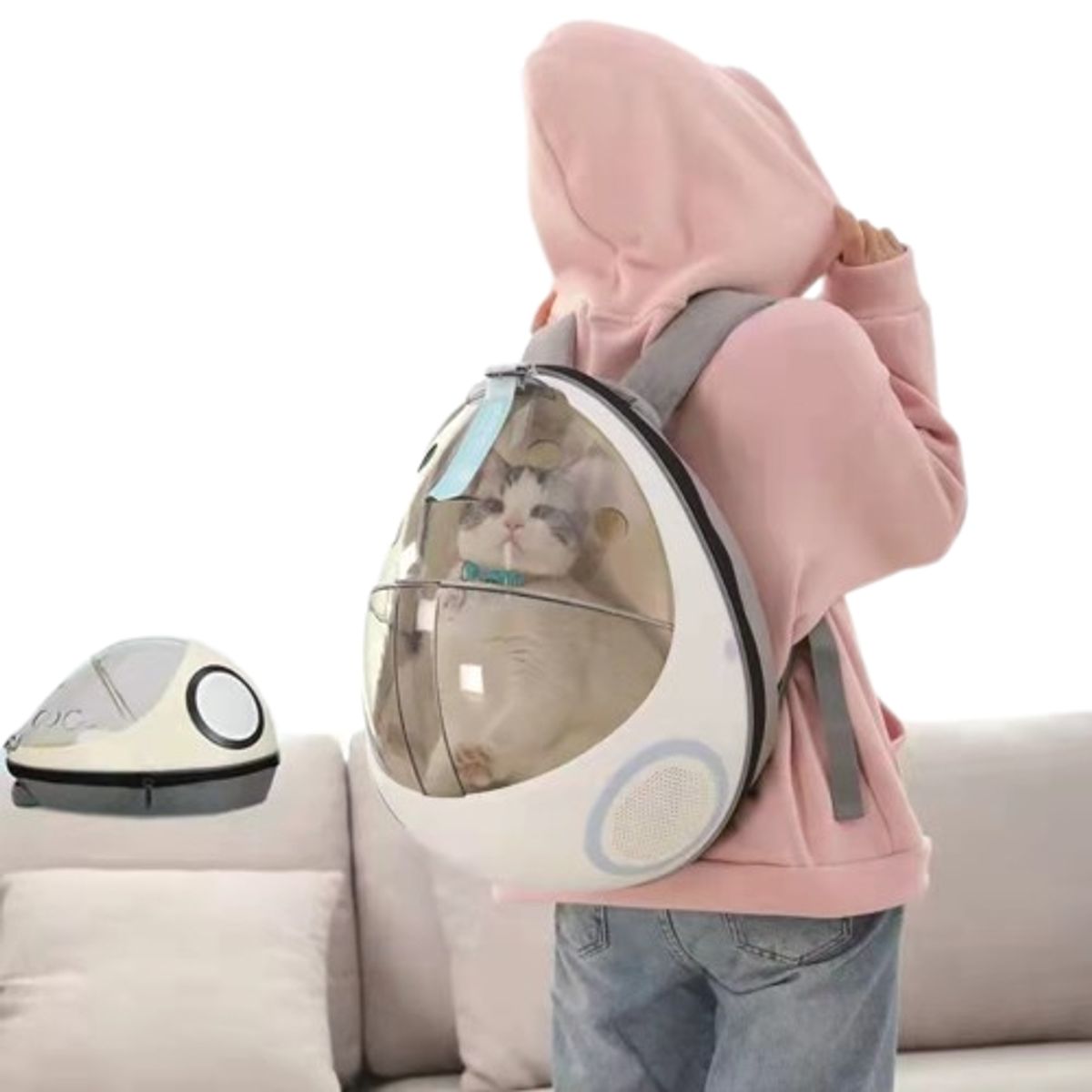 GENERICO - Hemosa Mochila Huevo para mascota transportador Capsula gato