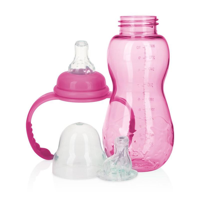 NUBY - Biberón 3 Etapas De Tritan 10oz/300ml Rosado Nuby