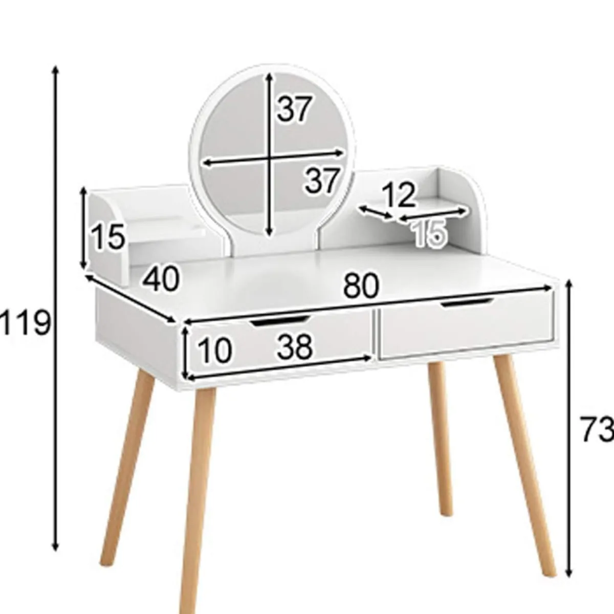 NACION MUEBLES - Tocador Vintage con Espejo Zora