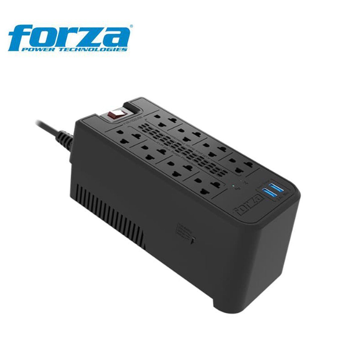FORZA - Estabilizador 1200va  Fvr-1222usb Forza, 600w, 2usb,8 Tomas