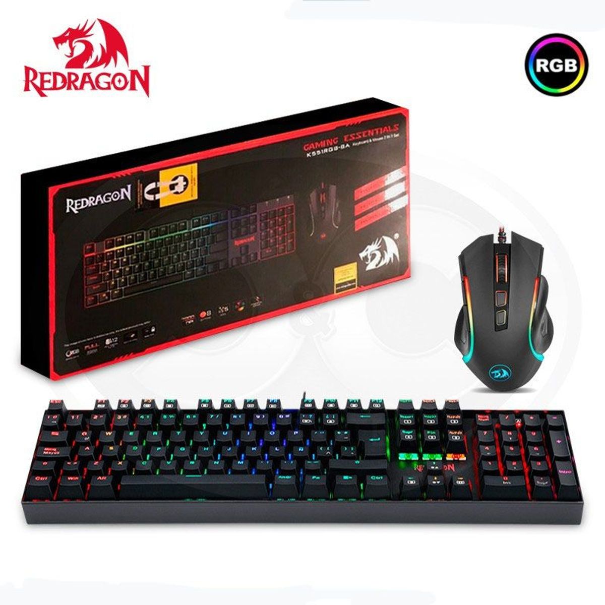 REDRAGON - KIT K551RGB-BA-SP, Combo 2 en 1 Redragon MITRA + GRIFFIN, Español