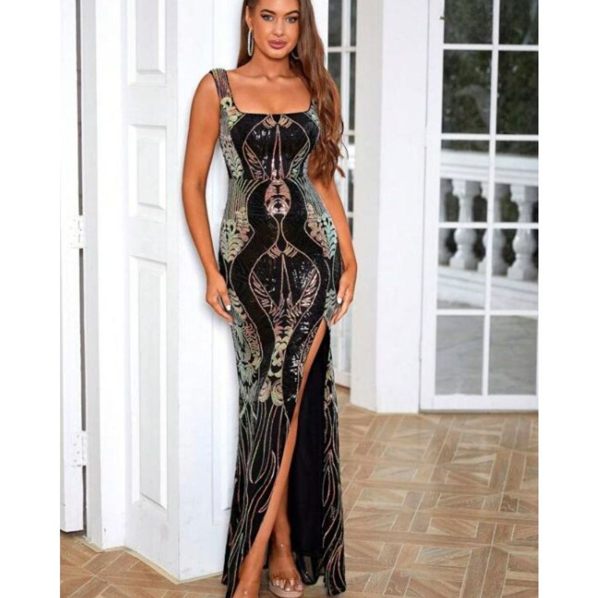 GENERICO - Vestido Sexy Largo en Pedreria de Fiesta