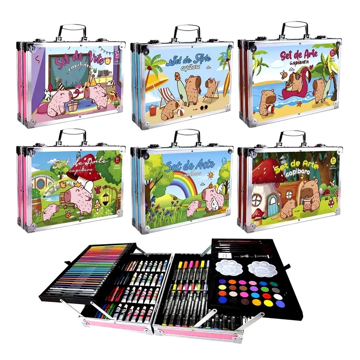 GENERICO - Set de Arte Maleta de Aluminio 132 Capibara Diseño Aleatorio
