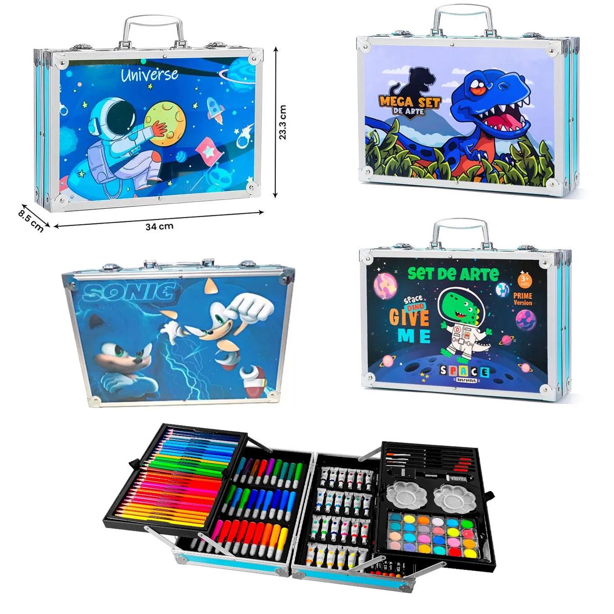 GENERICO - Set de Arte Maleta de Aluminio para Niños 144 Piezas Aleatorio