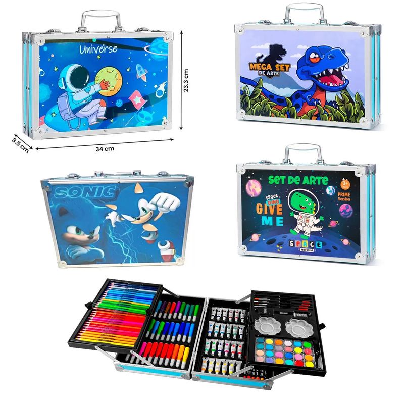 GENERICO - Set de Arte Maleta de Aluminio para Niños 144 Piezas Aleatorio