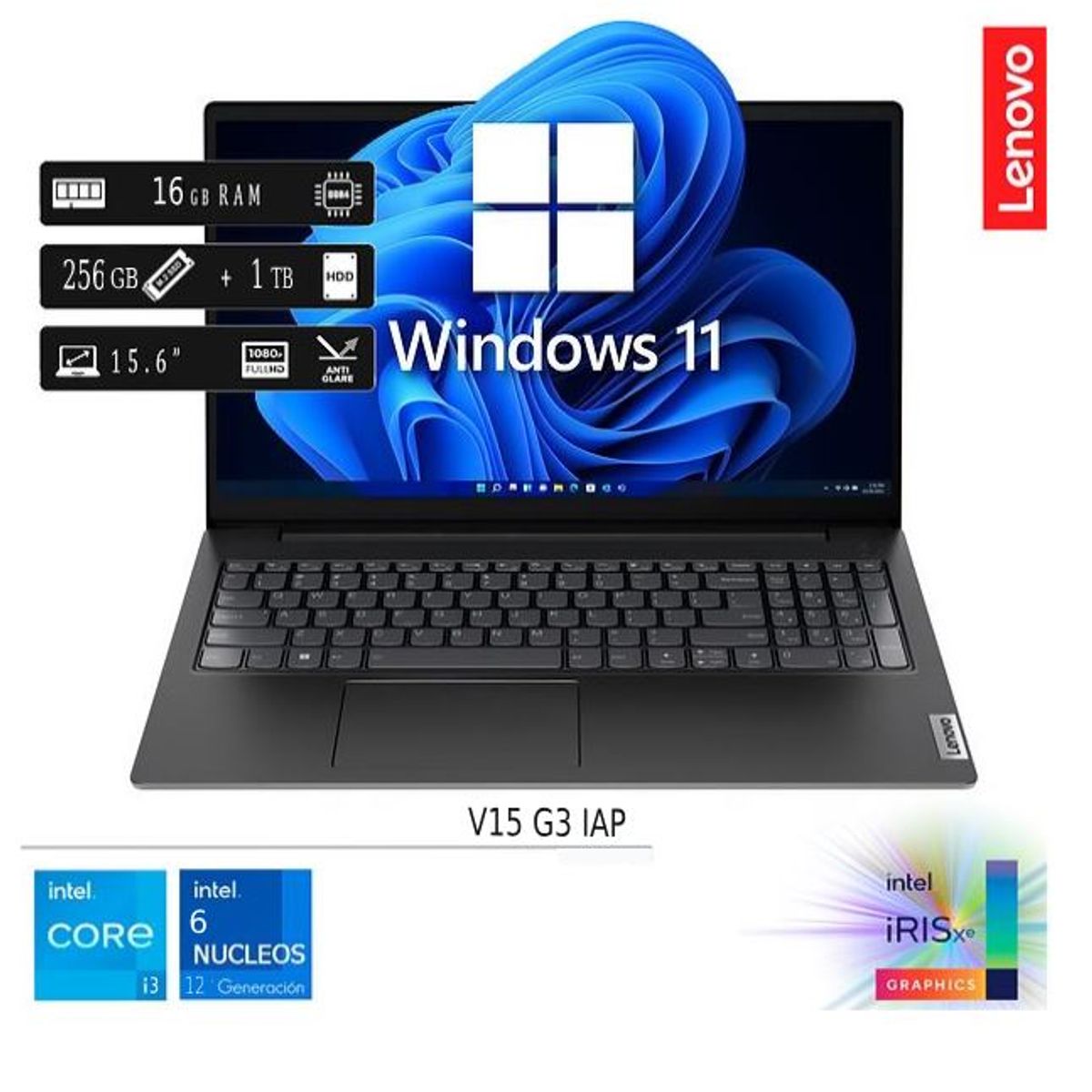 LENOVO - Laptop Lenovo V15 G3 IAP Core I3 12va 16GB RAM 256GB SSD  1TB HDD