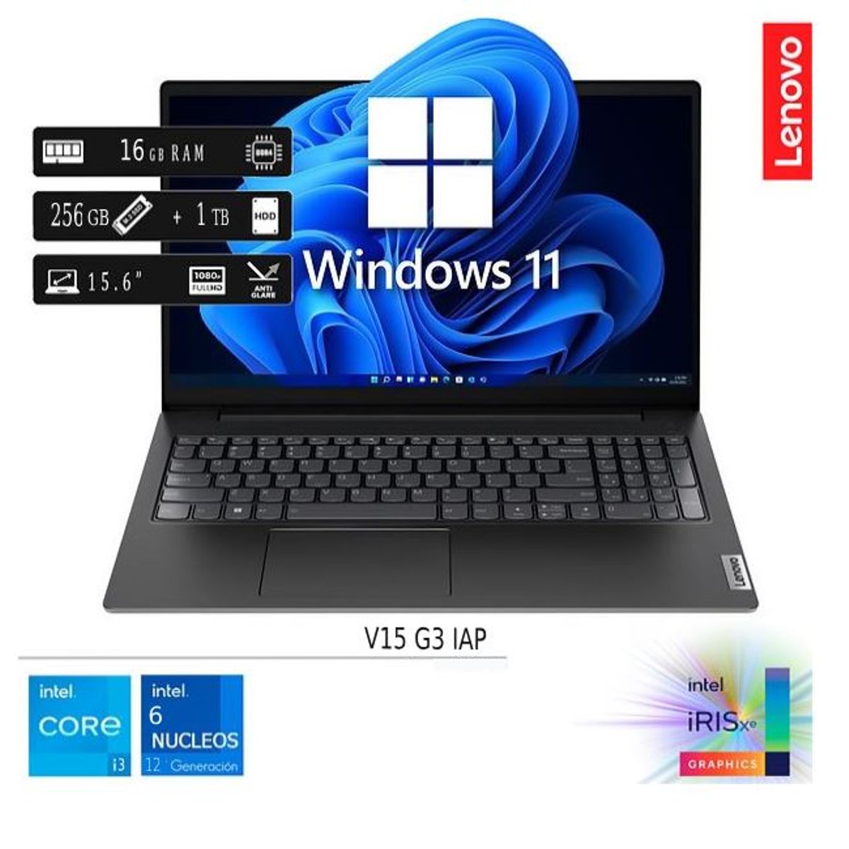 LENOVO - Laptop Lenovo V15 G3 IAP Core I3 12va 16GB RAM 256GB SSD  1TB HDD