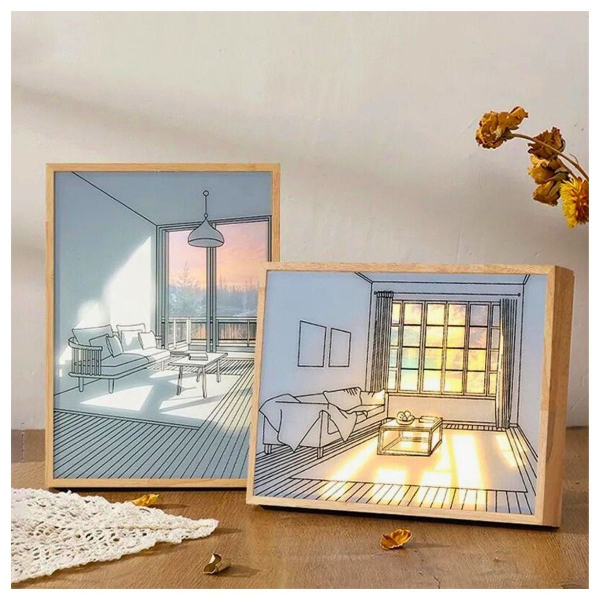 OEM - Lampara Cuadro Decorativo Luminoso 3D Estilo Nordico REGALO