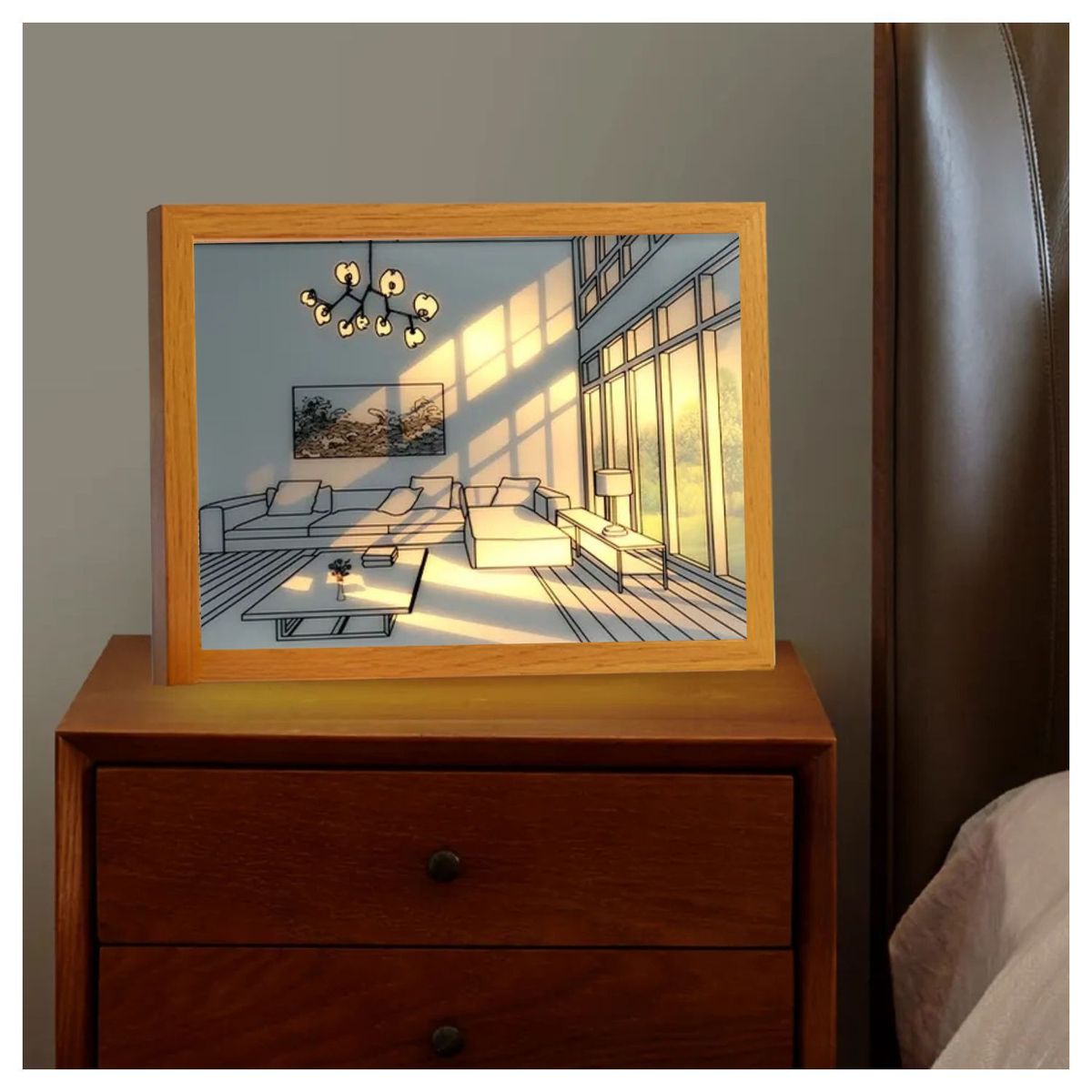 OEM - Lampara Cuadro Decorativo Luminoso 3D Estilo Nordico REGALO