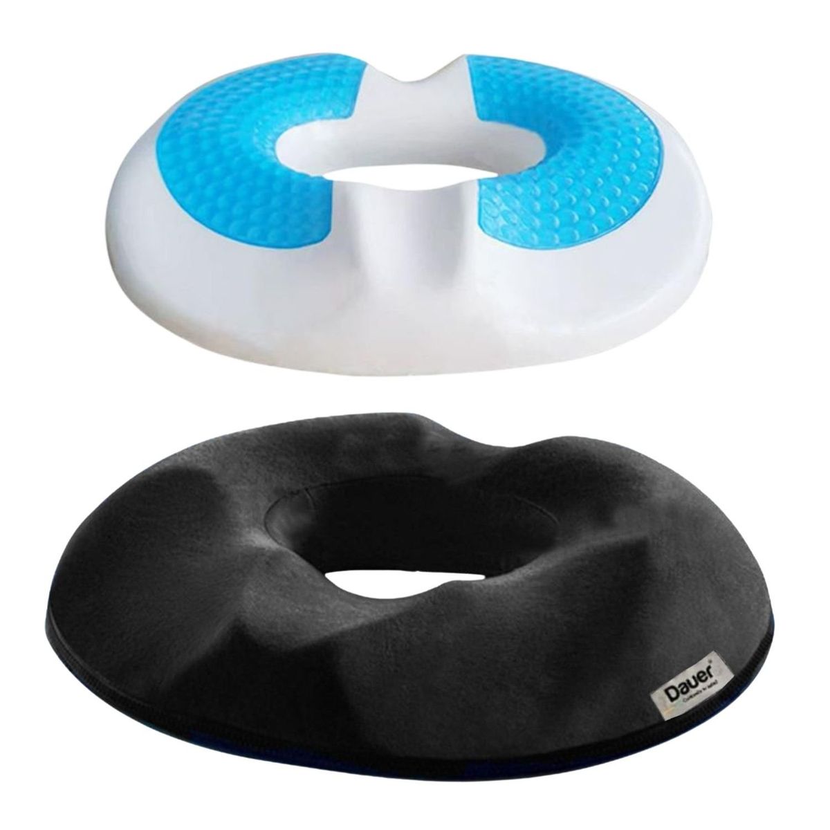 DAUER - Cojin Ortopedico Asiento tipo Dona Anatomico con Gel + Bambu NEGRO