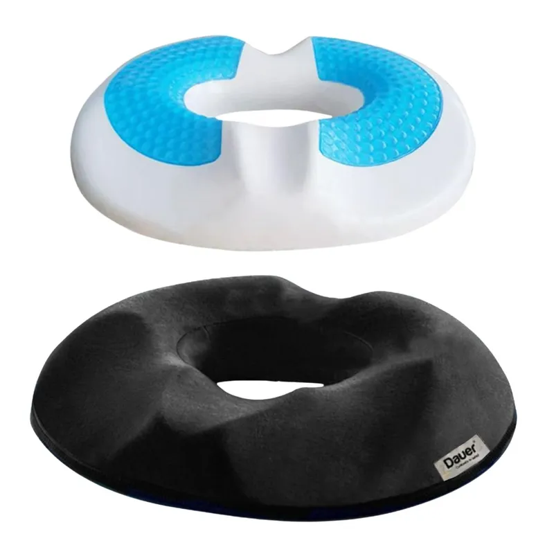 DAUER - Cojin Ortopedico Asiento tipo Dona Anatomico con Gel + Bambu NEGRO