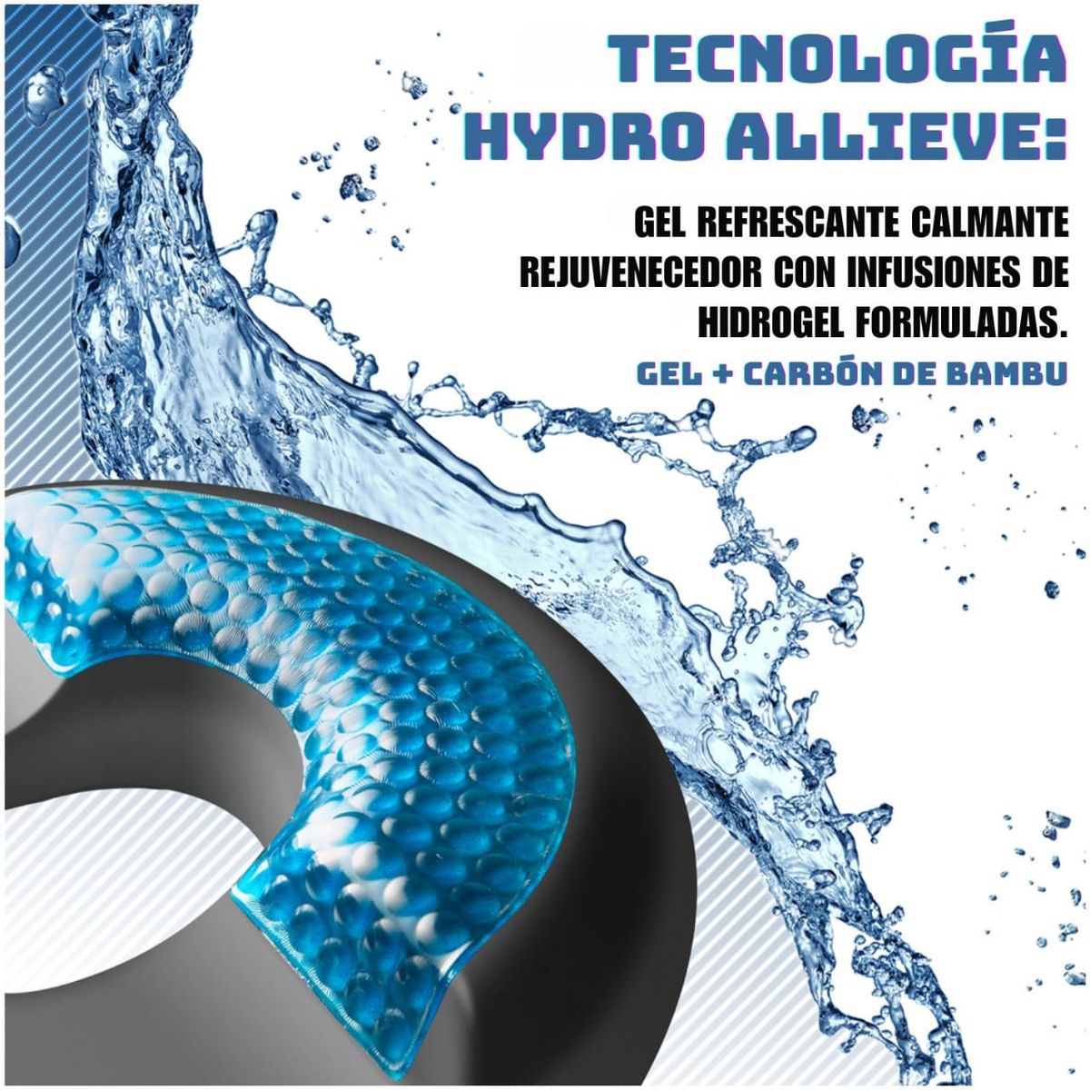 DAUER - Cojin Ortopedico Asiento tipo Dona Anatomico con Gel + Bambu NEGRO