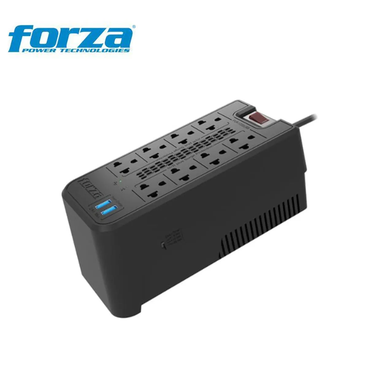 FORZA - Forza Estabilizador 1200va  Fvr-1222usb , 600w, 2usb,8 Tomas