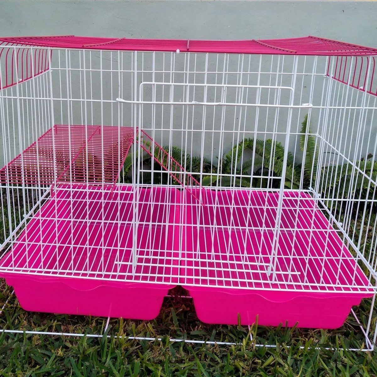 GENERICO - Jaula para conejo 2 bandejas - azul