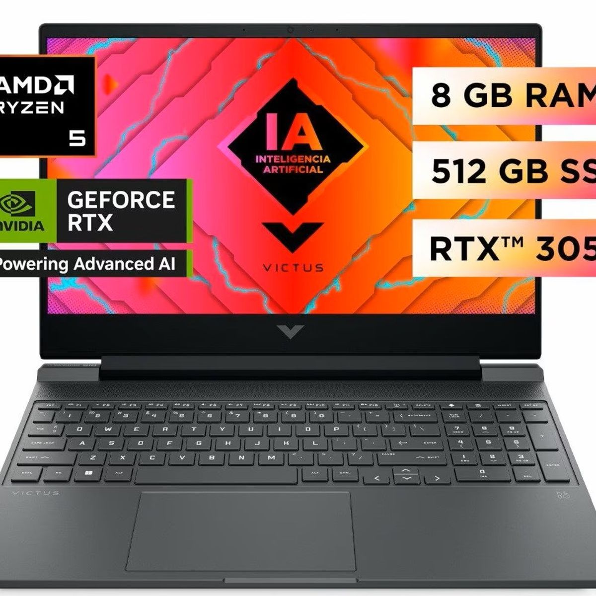 HP - LAPTOP HP VICTUS 15-Fb2002LA RYZEN 5-8645Hs 8GB RAM 512GB SSD NVIDIA RTX 3050 6GB 15.6 IPS FHS 144HZ