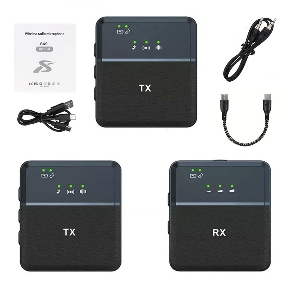 GENERICO - Doble Micrófono Solapa inalámbrico recargable tipo C y Jack 35mm SX9