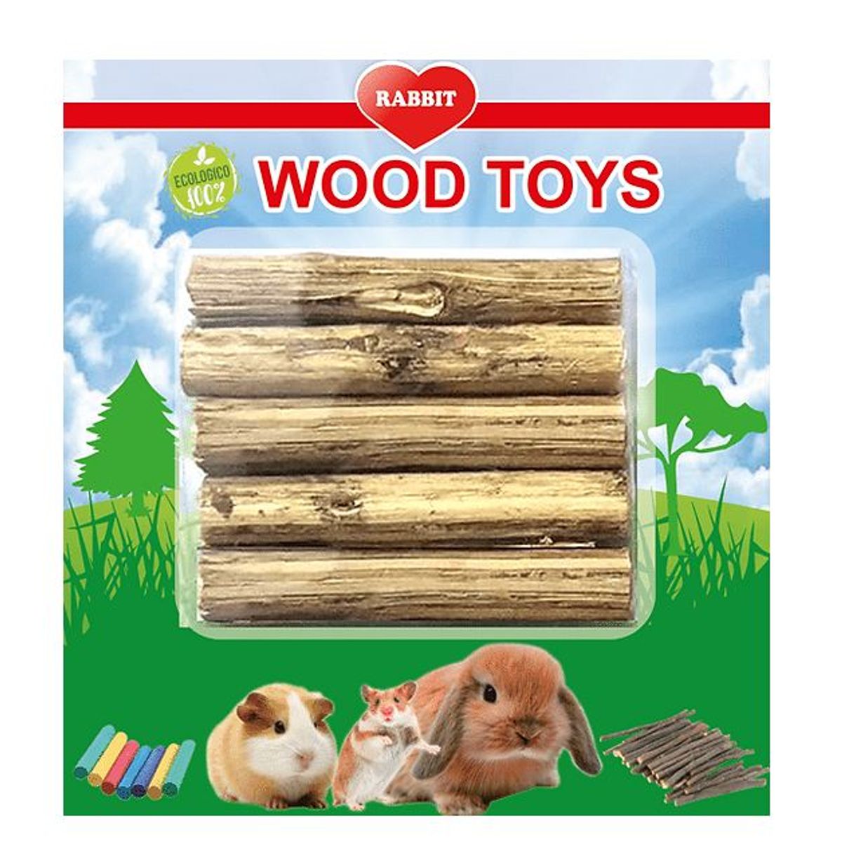 GENERICO - Palo de Madera de manzano Juguete Conejo Hamster