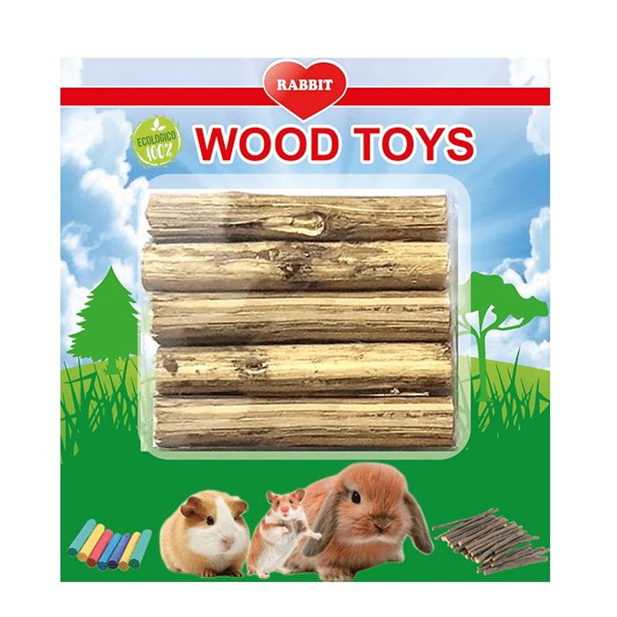 GENERICO - Palo de Madera de manzano Juguete Conejo Hamster