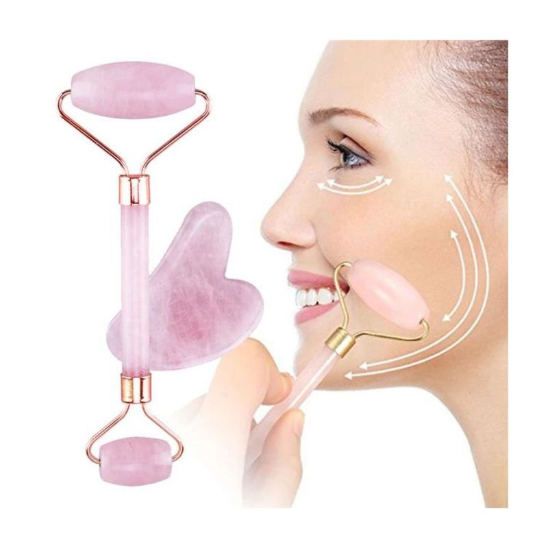 Rodillo Para Masajes Facial de Cuarzo Rosado OEM