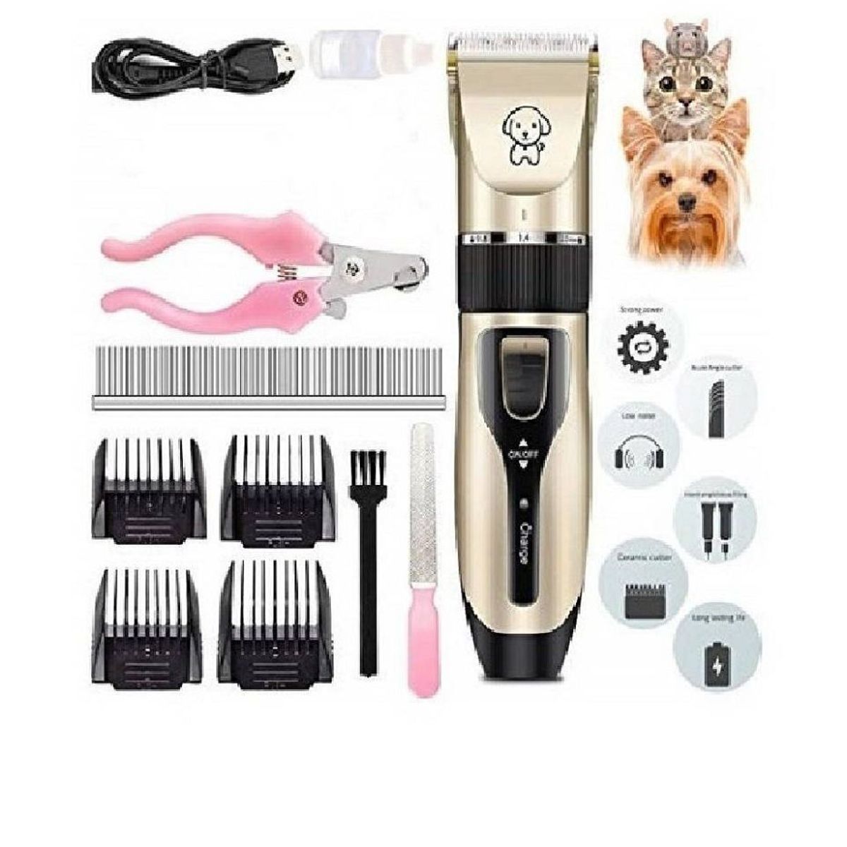 GENERICO - Cortadora de pelo inalámbrica recargable para mascotas