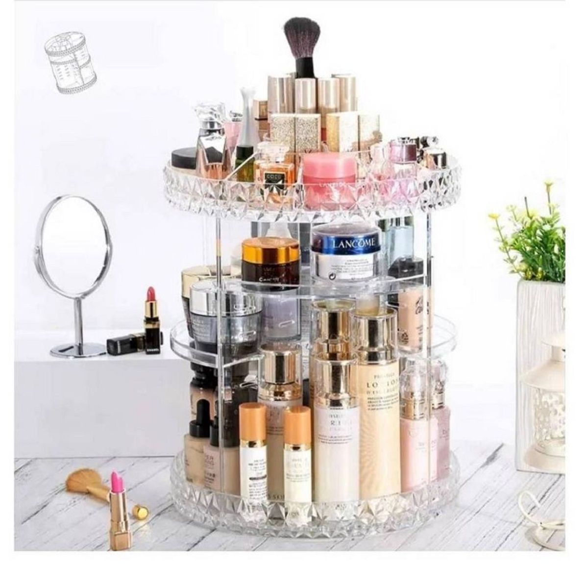 GENERICO - Organizador Acrílico para Cosméticos  Giratorio