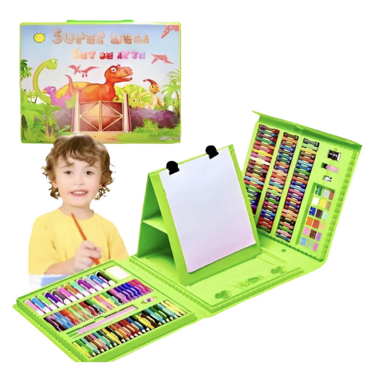 GENERICO - MEGA SET DE ARTE 208 PCZ DIDACTICO + RELOJ GRATIS-NIÑOS