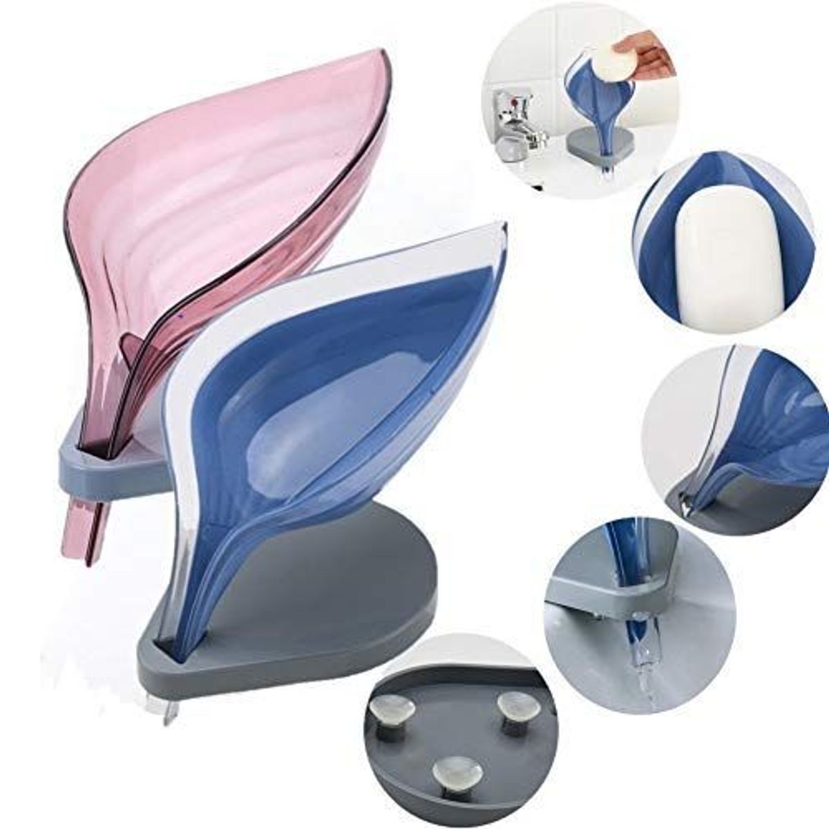 GENERICO - Jabonera en Forma de Hoja con Escurridor de Agua Morado