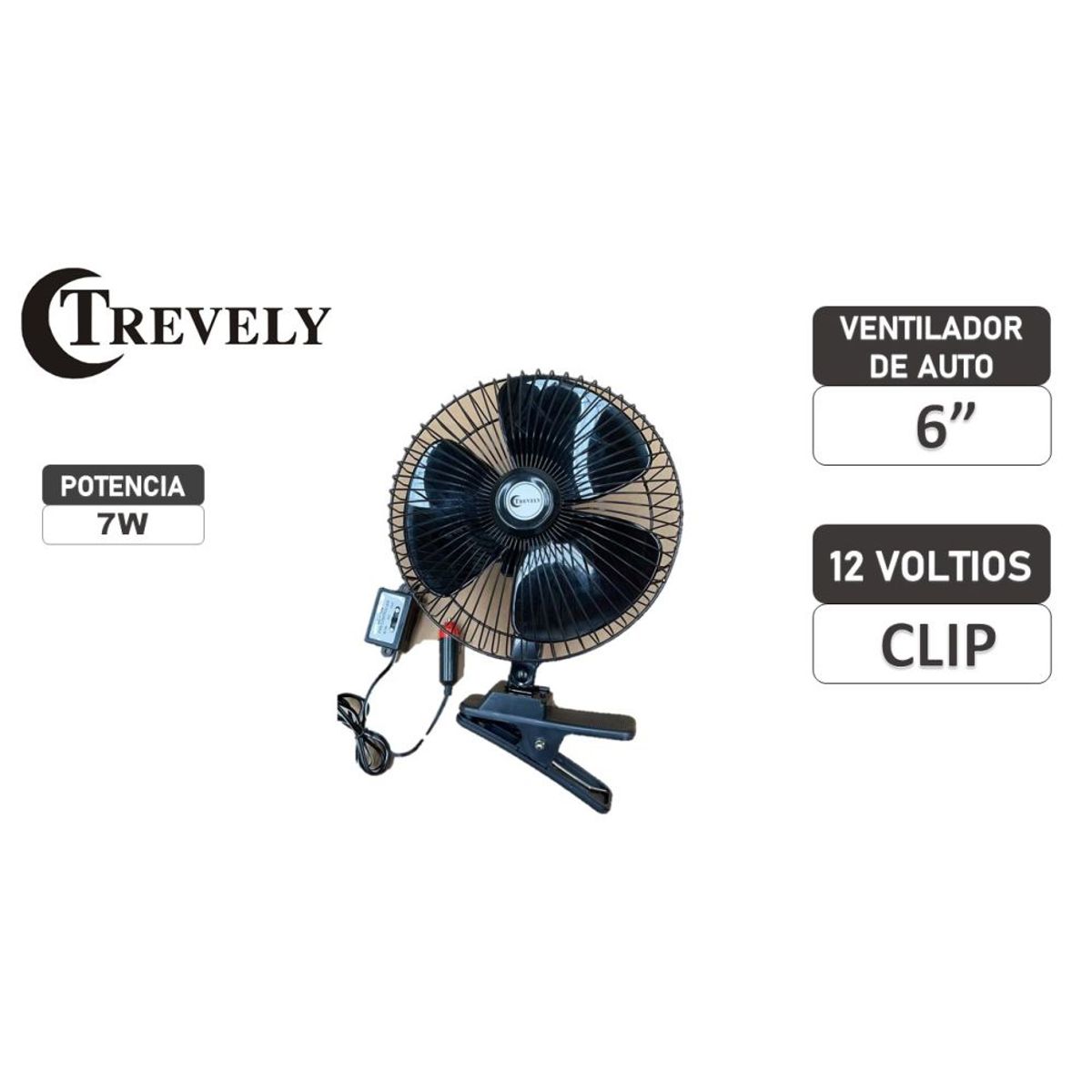 TREVELY - Ventilador para auto 6" TREVELY CT-600 - 12 voltios