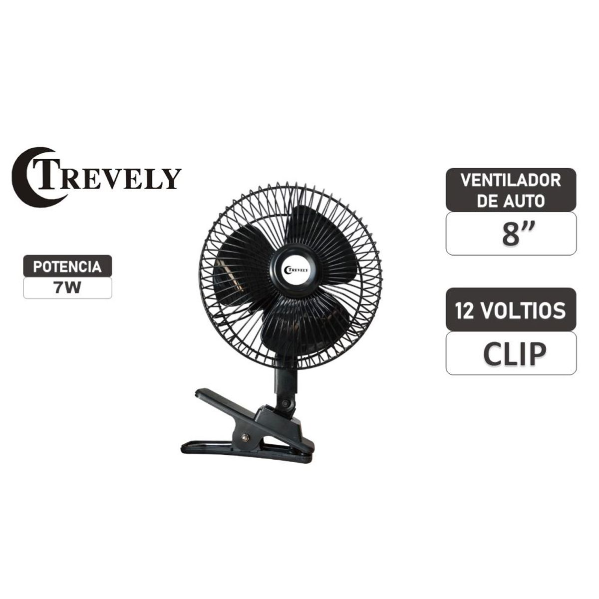 TREVELY - Ventilador para auto 8" CT-800 TREVELY - 12 voltios