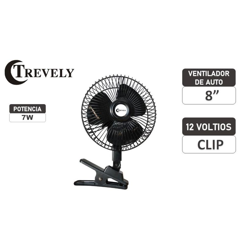 TREVELY - Ventilador para auto 8" CT-800 TREVELY - 12 voltios