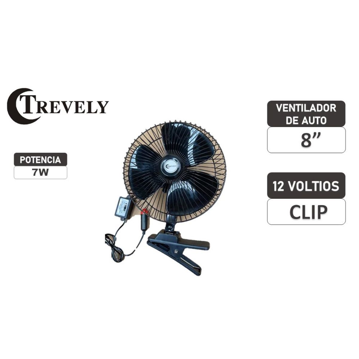 TREVELY - Ventilador para auto 8" CT-800 TREVELY - 12 voltios