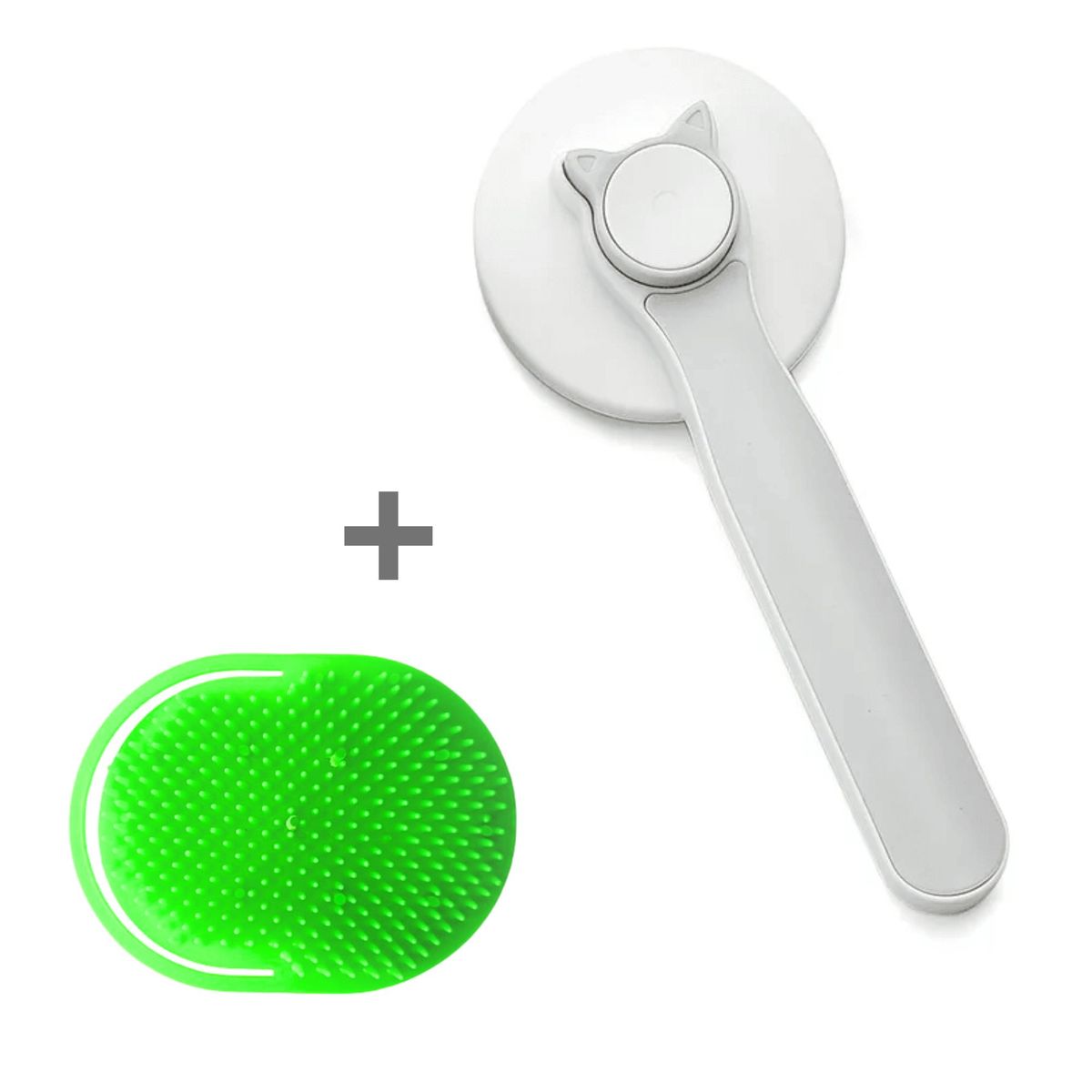 GENERICO - PACK CEPILLO PARA MASCOTA PLOMO CLARO CON BOTON.